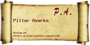 Piller Avarka névjegykártya